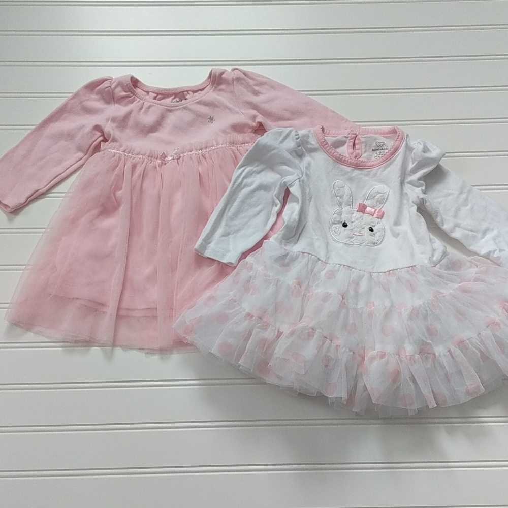 Two 6-9 month long sleeve dresses